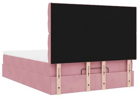 Estrutura de cama otomana com colchões 140x190 cm veludo rosa