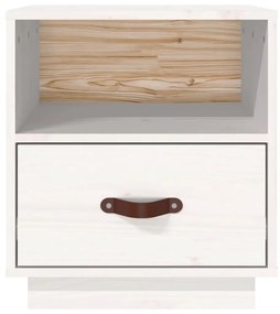 Mesa de cabeceira 40x34x45 cm madeira de pinho maciça branco
