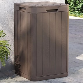 vidaXL Caixote do lixo de exterior 38x38x65 cm PP castanho