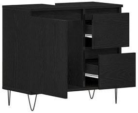 Armário para Lavabo vidaXL Preto Carvalho 65x33x60 cm Madeira Ingeneri