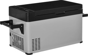 Outsunny Caixa Fria para Carro 50L com Ecrã LCD 2 Modos Compressor Frigorífico Automóvel com Pegas Barco Camper Viagem 12/24V DC e 110-240V AC Cinza+Preto | Aosom Portugal