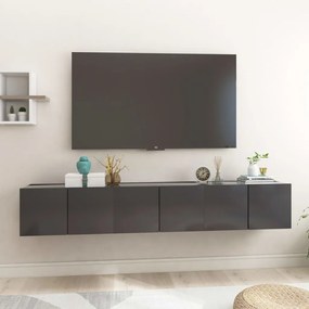 vidaXL Móveis de TV para parede 3 pcs 60x30x30 cm cinzento