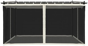 Gazebo com paredes de malha 4x3 m aço creme