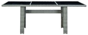 9 pcs conj. jantar exterior + almofadões vime PE cinzento-claro
