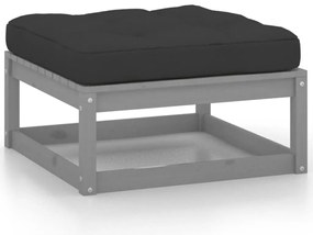 11 pcs conj. lounge jardim c/ almofadões pinho maciço cinzento
