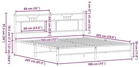 Estrutura de cama sem colchão 183x203 cm carvalho castanho