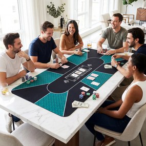 Tapete de Póquer Texas Hold'em, 179 x 89 cm, Base Antiderrapante, Verde
