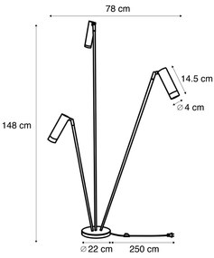Candeeiro de Pé Moderno Bege 3-Luzes GU10 35mm - Thomas Moderno