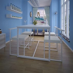 vidaXL Conjunto mesa e cadeiras de jantar 5 pcs branco