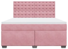 Cama com molas/colchão 180x200 cm veludo rosa