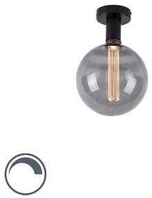 LED Plafon moderno negro 1-lâmpada-cristal-fumê-G200 - FACILE Moderno