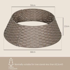 Saia para Árvore de Natal Rústica Entrançada, Cobre-Pé para Festas, Ø68x22 cm, Castanho