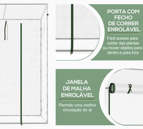 Estufa de Jardim Pequena Estufa de Exterior com Janelas e Estrutura de Aço Estufa de Cultivo 200x76x168 cm Branco