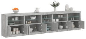 vidaXL Aparador com luzes LED 283x37x67 cm cinzento cimento