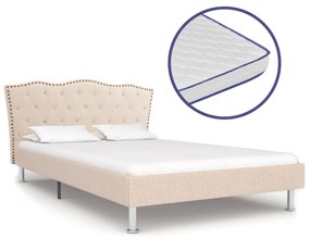 vidaXL Cama c/ colchão espuma de memória 140x200cm tecido bege