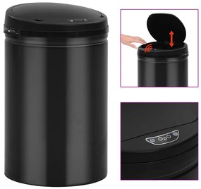 Caixote do lixo com sensor automático 30 L aço carbono preto