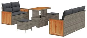 Conjunto de Sofá de Jardim vidaXL 8 Peças com Almofadas Cinza Rattan d