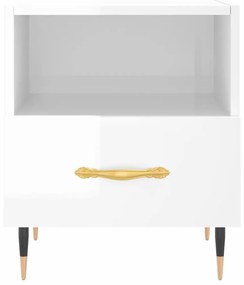 Mesa de cabeceira derivados de madeira branco brilhante