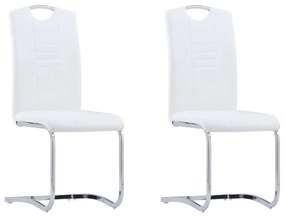 vidaXL Cadeiras de jantar cantilever 2 pcs couro artificial branco