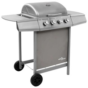 vidaXL Grelhador/barbecue a gás 4 discos prateado