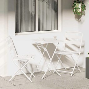 vidaXL Conjunto Bistro Dobrável 3 Peças Branco Aço