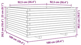 Vaso/floreira de jardim 100x100x49,5 cm madeira de pinho maciça