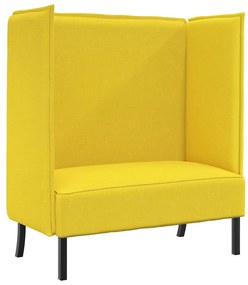 Sofá de Costas Altas Amarelo Claro 109x56x121 cm Tecido