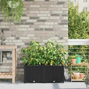 vidaXL Plantadeiras com Sistema de Irrigação - 2 Unidades Pretas