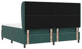 Cama Box com Colchão Verde Escuro 200x200 cm, em Veludo