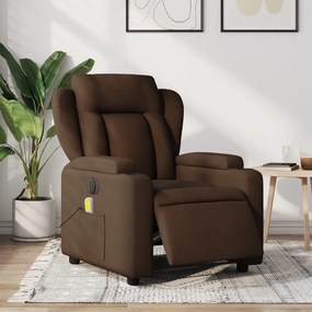 vidaXL Poltrona de massagens reclinável elétrica tecido castanho