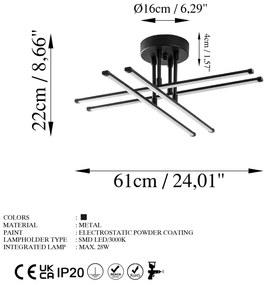 Candeeiro de Teto Exhaust – Preto – 61x22x61 cm