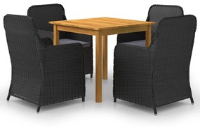 vidaXL 5 pcs conjunto de jantar para jardim preto