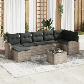 vidaXL Conjunto de Sofás de Jardim de 7 Peças com Almofadas em Rattan Preto