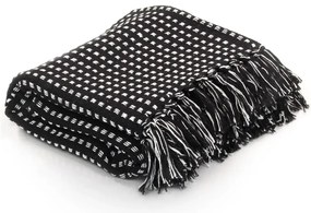 Manta em algodão aos quadrados 220x250 cm preto