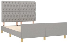 Estrutura de cama sem colchão 140x200 cm tecido cinzento-claro