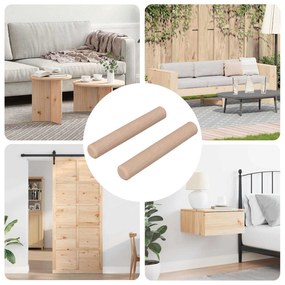 vidaXL Dowels de madeira 2 pcs Natural Ø 6 x 40 mm Madeira Sólida