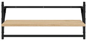 Prateleiras de parede c/ barras 2pcs 65x25x30cm carvalho sonoma