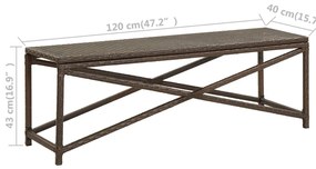 Banco de jardim 120 cm vime PE castanho