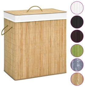 Cesto para roupa suja c/ 2 secções 100 L bambu