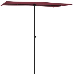 Guarda-sol de jardim com poste de alumínio 180x110 cm bordô