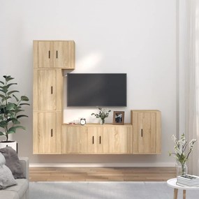 vidaXL Conjunto móveis de TV 5 pcs madeira processada carvalho sonoma