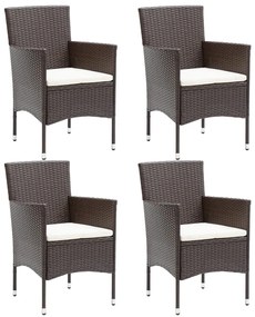 Cadeiras de jantar para jardim 4 pcs vime PE castanho