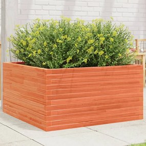Vaso/floreira de jardim 90x90x46 cm pinho maciço castanho-mel