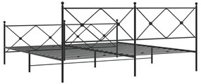 Estrutura de cama com cabeceira e pés 193x203 cm metal preto