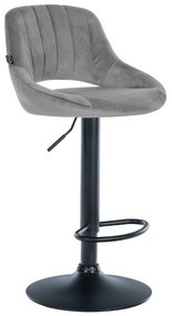 Banco alto Milet em veludo com estrutura preta 85-106 x 47 x 48 cm Cinzento