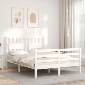 Estrutura de cama com cabeceira 120x200cm madeira maciça branco