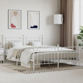 Estrutura de cama com cabeceira e pés 180x200 cm metal branco