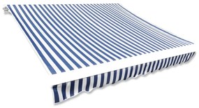 vidaXL Lona para toldo azul/branco 4 x 3 m (sem estrutura/caixa)