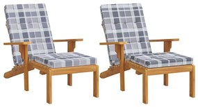 Almofadões p/ cadeira terraço 2 pcs tecido oxford xadrez cinza