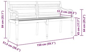 Banco Batávia c/ almofadão cinza 150 cm madeira de teca maciça